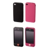 Чехол для мобильного телефона Skin для Apple iPhone 4, 2 шт, силикон, розовый/черный, Hama     [ObG] (H-107124)