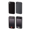 Чехол для мобильного телефона Skin для Apple iPhone 4, 2 шт, силикон, серый/черный, Hama     [ObG] (H-107128)