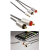 Кабель AluLine для iPhone 3G/3G S/4/4S, 3.5 мм Jack (m) - 2хRCA "тюльпан" (m), 2.0 м, серебристый, Hama     [ObG] (H-104541)