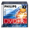DVD+R Philips     4.7Gb, 16x, 5шт., Slim Case,(5735), записываемый DVD диск (DVD+R005SC/PH16)