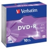 DVD+R Verbatim  4.7Gb, 16x, 10шт., Slim Case, (43657), записываемый DVD диск (DVD+RS010/V16)