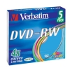 DVD-RW Verbatim  4.7Gb, 4x, 5шт., Slim Case, Color, (43563), перезаписываемый DVD диск (DVD-RWSC005/V4)