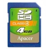 (AP4GSDHC4-R) Карта памяти Apacer, стандарт SDHC, 4Gb, class 4 (SD4-4GB/AP)