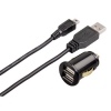 Зарядное устройство автомобильное, USB+ Mini USB, черный, Hama     [ObB] (H-93772)