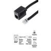 Кабель телефонный 6p4c (m-f) удлинительный, 10.0 м, черный, Hama     [OnT] (H-30061)