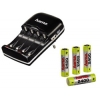 Зарядное устройство Combo сетевое, для 2-4 аккумуляторов AA/AAA + 4хAA 2400mAh, USB 5В/500мА, 100-240В, черный, Hama     [ObF] (H-87063)
