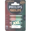 PHILIPS POWER LIFE LR6 (XXL) SIZE"AA", 1.5V, ALKALINE