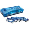 TRENDnet <TK-400K> 4-port KVM Switch Kit (клавиатураPS/2+мышьPS/2+VGA15pin) (+4  комплекта кабелей)