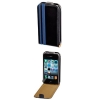 Чехол Frame Line для Apple iPhone 4/4S, пластиковое укрепление по бокам, магнитная застежка, кожа, черный/синий, Hama     [ObG] (H-107171)