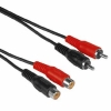 Кабель 2xRCA "тюльпан" (m-f) удлинительный, 2.5 м, черный, Hama     [ObA] (H-43246)