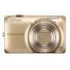 PhotoCamera Nikon CoolPix S6300 gold 16Mpix Zoom10x 2.7" 1080 25Mb SDHC opt Li-Ion  (VMA932E1)