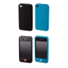 Чехол Skin для Apple iPhone 4, 2 шт, силикон, голубой/черный, Hama     [ObG] (H-107127)