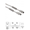 Кабель антенный, коаксиальный штекер (m-f), 90 дБ, 1.5 м, ферритовый фильтр, ***, прозрачный/серебристый, Hama     [ObY] (H-43596)