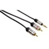 Кабель 3.5 мм Jack (m) - 2xRCA "тюльпан" (m), 0.75 м, позолоченные контакты, металлический штекер, черный, Hama     [ObQ] (H-86154)