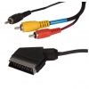 Кабель соединительный Scart (m) (in/out) - 3x RCA "тюльпан" (m), 1.5 м, черный (BSC005-1.5)