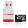 (TS4GUSDHC4-P3) Карта памяти Transcend, стандарт microSDHC класс 4, 4Gb + картридер RDP3 (SDMicro4-4GB/TR+P3)