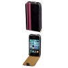 Чехол Frame Line для Apple iPhone 4/4S, пластиковое укрепление по бокам, магнитная застежка, кожа, черный/розовый, Hama     [ObG] (H-107172)