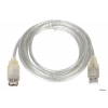Кабель удлинительный VCOM USB 2.0 AM/AF 1.8m прозрачная изоляция (VUS6936-1.8MTP)