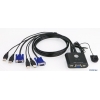 Переключатель KVM ATEN USB+VGA => 2 cpu USB+VGA, 2048x1536, настол., исп.стандарт.шнуры, без OSD (CS22U-A7|)