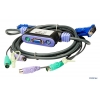 Переключатель KVM ATEN KVM+Audio,  1 user PS2+VGA =>  2 cpu PS2+VGA, 2048x1536, настол., исп.стандарт.шнуры, без OSD (CS62A-A7)