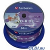 Диск   DVD+R 8.5Gb Verbatim  8x CB/50 Double Layer Full Ink Print 43703 (43703)