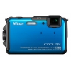 PhotoCamera Nikon CoolPix AW110 blue 16Mpix Zoom5x 3" 1080 21Mb SDHC CMOS IS KPr/DPr/WPr/FPr WiFi GPS ЗащищеннаяEN-EL12  (VNA312E1)