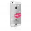 Чехол для iPhone 5, WHITE DIAMONDS, iPhone5 Lipstick Kiss, пластик, украшен кристаллами Swarovski, прозрачный, отпечаток губ (WD-1210LIP60)