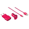 Набор зарядных устройств USB (сетевое 230 В, автомобильное 12 В, кабель USB-micro USB), лиловый, Hama     [ObG] (H-102008)
