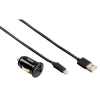 Адаптер USB для прикуривателя Dualpicco для Apple iPhone 5, 2000 mA +кабель USB-micro USB, черный, Hama     [ObG] (H-102095)