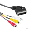 Кабель Hama  Scart (m) (in/out) - 3x RCA "тюльпан" (m), 1.5 м, черный H-43178