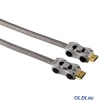 Кабель Hama HDMI 1.4 (m-m), 1.5 м, позолоченные контакты, 4Kx2K, 10.2Гбит/с, HEC, текстильная оплетка, блистер-автомобиль, серебристый H-56555
