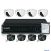 Комплект видеонаблюдения Falcon Eye FE-004H Офис+500Gb ,2-е  куп кам 1/4" CCD 0,8Лк;  2-е  уличные камеры с ИК подсветкой 1/3" CCD; чувствительность