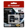 Карта памяти MicroSDHC 16GB Transcend UHS-I U1 + SD Adapter (TS16GUSDU1)