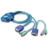 TRENDNET <TK-205I> 2-PORT KVM SWITCH (клавиатураPS/2+мышьPS/2+VGA15PIN, кабели несъемные)