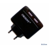 Зарядное устройство/адаптер питания USB от эл.сети Orient PU-2202, два выхода по 5В/500мА, черный