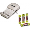 Зарядное устр. Hama H-87061 Combo сет. USB 5В/500мА для 2-4 аккум. AA/AAA+4хAA 2400mAh 100-240В бел  (00087061)