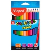 Карандаши цветные Maped Color'Peps из липы макси треуг. ударопроч. грифель в картонном футляре 12 цв (834010)