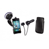 Комплект Hama H-106645  для iPhone 4/4S держатель на присоске+авто.зарядное устр.+кож. чехол черн  (00106645)