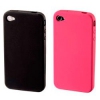 Чехол для iPhone 4 Hama Skin (2 шт) розовый/черный силикон (H-107124)