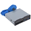 Картридер <All-in-1> USB 3.0 internal 3.5" Black + 2xUSB 3.0 ports, Ginzzu (GR-152UB)
