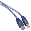 Кабель USB2.0 Hama A-B (m-m) 3m прозрачный синий (H-29148)