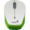 Мышь Genius Micro Traveler 9000R белый/зеленый оптическая (1200dpi) беспроводная USB для ноутбука (2but) (31030108103)