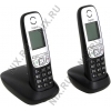 Р/телефон Gigaset A415 DUO <Black> (2 трубки с ЖК диспл., База,Заряд. устр-во)  стандарт-DECT,  РО,  ГТ