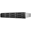 Сетевой накопитель QNAP TS-EC1279U-SAS-RP с 12 отсеками для жестких дисков SAS/SATA в стоечном исполнении с двумя блоками питания и ECC-памятью. Четыр