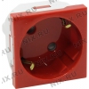 Розетка 220V 2к+з, 45х45, красная, <45132SVM>  Efapel,  с  шторками