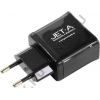 Jet.A UC-S6 Зарядное устройство USB (Вх. AC220-240V, Вых. DC5V, 2xUSB  2.1A, кабель microUSB)