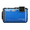 PhotoCamera Nikon CoolPix AW120 blue 16Mpix Zoom5x 3" 1080 21Mb SDHC CMOS IS KPr/DPr/WPr/FPr WiFi GPS ЗащищеннаяEN-EL12 (VNA591E1)