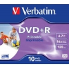 Диск DVD+R Verbatim 4.7Gb 16x Jewel case (10шт) Printable (43508) (мин.кол.10)