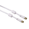 Кабель антенный Hama Coax (m)/Coax (f) 1.5м. феррит.кольца Позолоченные контакты белый (00122412)