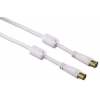 Кабель антенный Hama Coax (m)/Coax (f) 5м. феррит.кольца Позолоченные контакты белый (00122414)